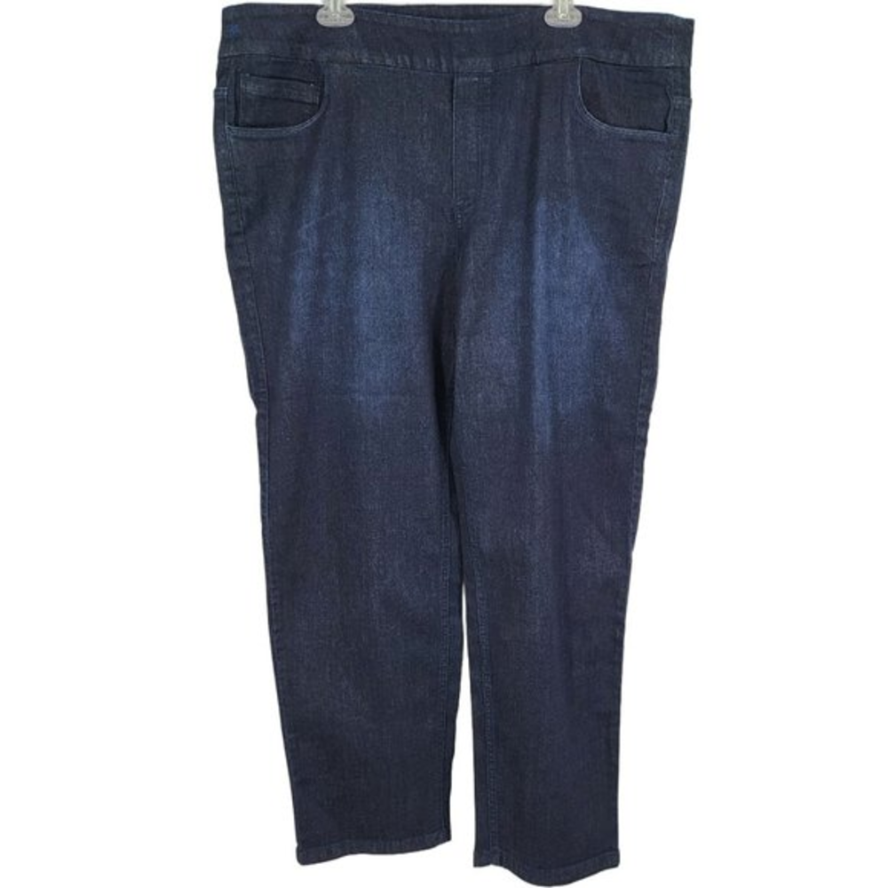 NWT‎ Pull On Denim 20W Slim Fit High Rise Rinse Wash Pockets Bluberry Colette